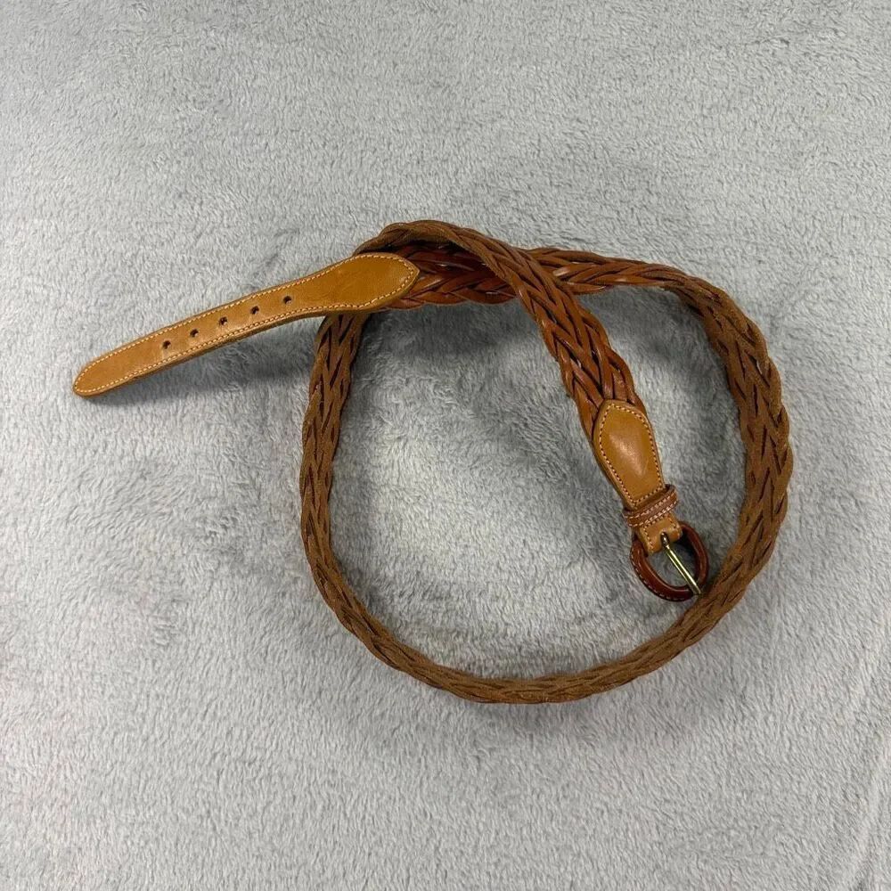 Vintage Trafalgar Braided Leather Belt – Made in USA – Cognac Brown 38 B